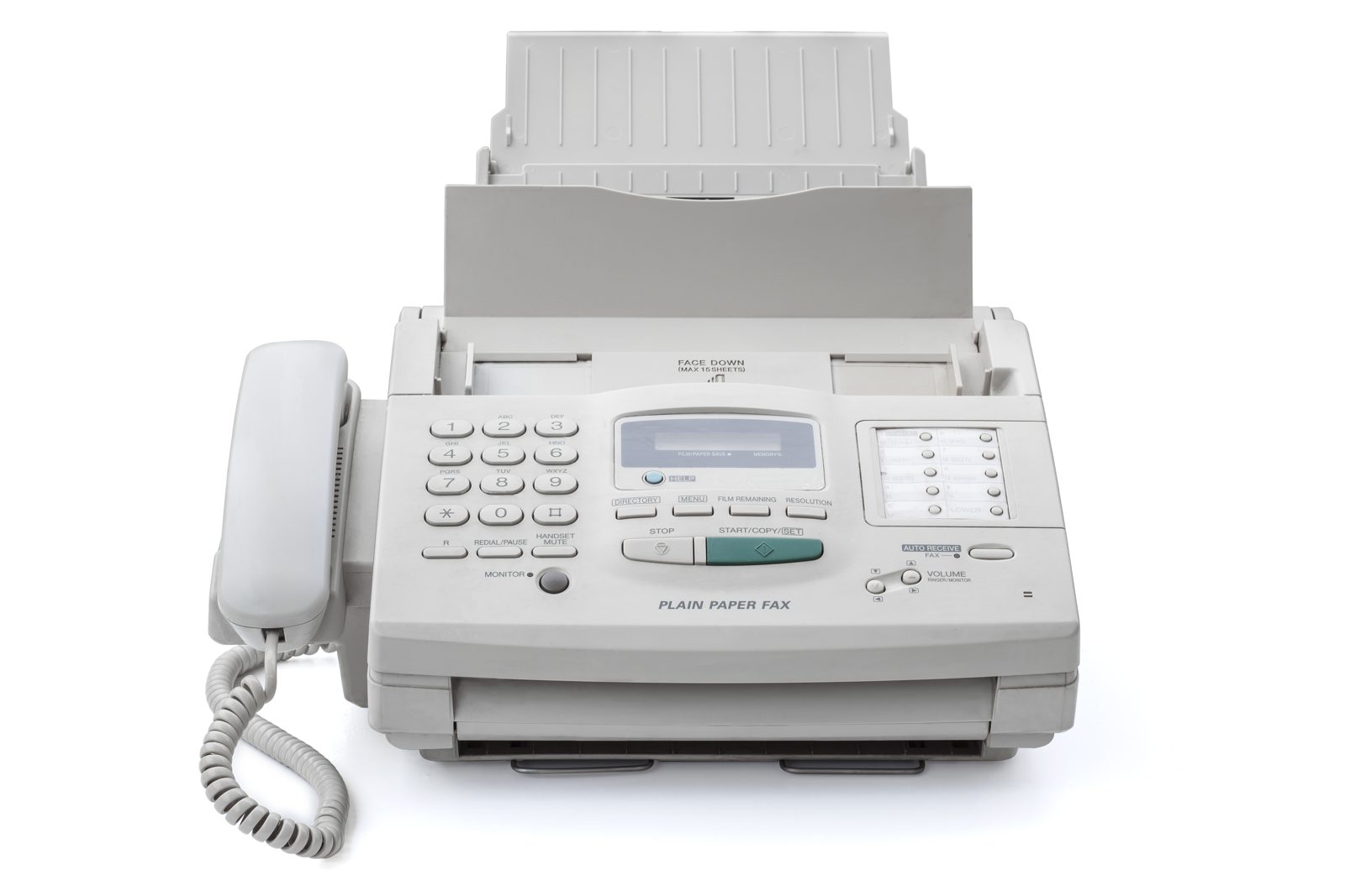 A retro plain paper fax machine.